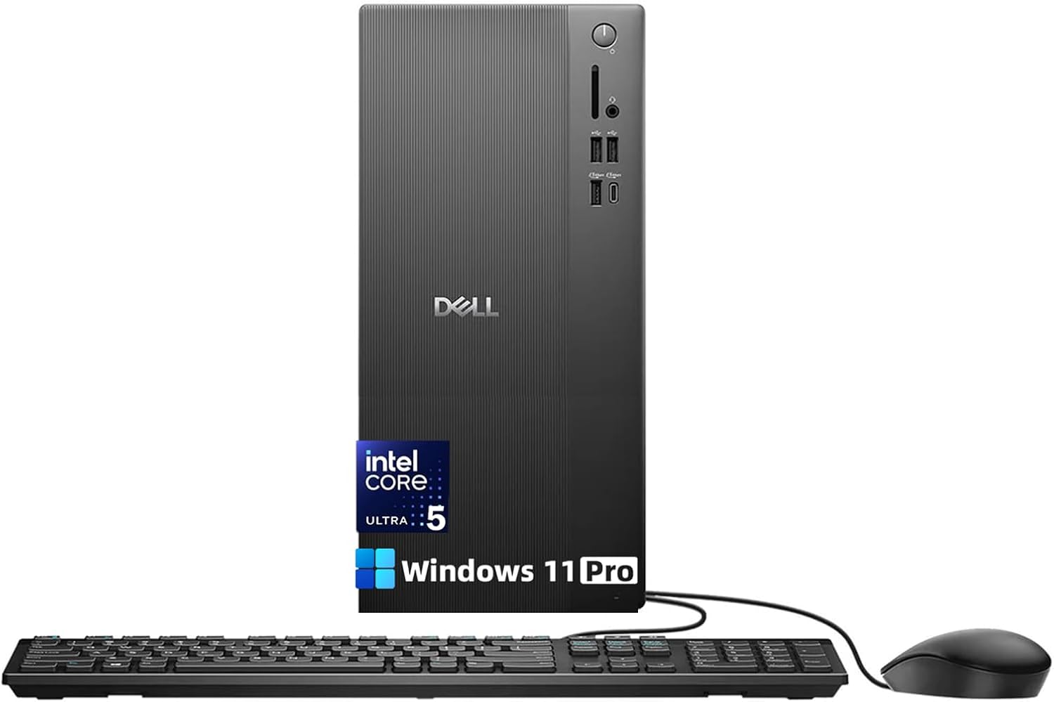Dell Desktop Tower Computer, Intel 10-Core Ultra 5 225 (20MB Total Cache, 3.3GHz), Windows11 Pro, Wired Keyboard & Mouse, Intel UHD Graphics, Wi-Fi 6, Bluetooth 5.4 (16GB DDR5 RAM | 1TB SSD)