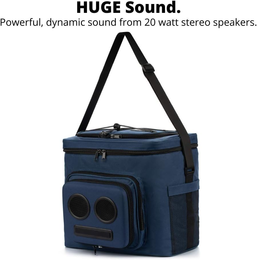 The #1 Cooler with Speakers on Amazon. 20-Watt Bluetooth Speakers for Parties/Festivals/Boat/Beach. Rechargeable, Works with iPhone & Android (Blue)
