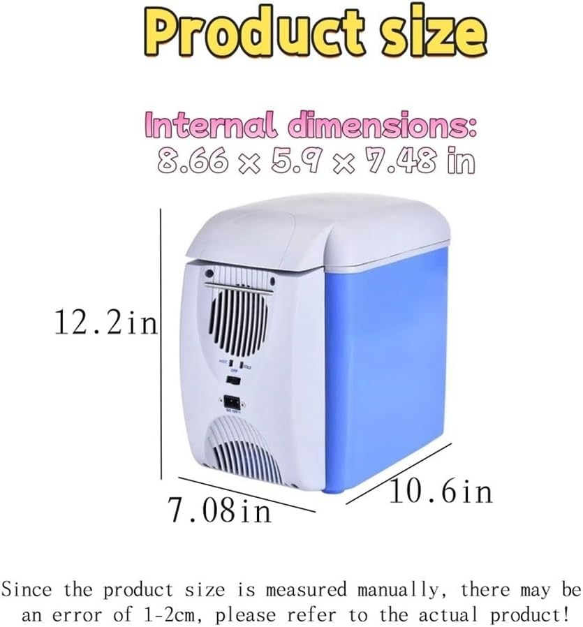 12V 7.5 Quart Personal Thermoelectric, Electric Cooler -4°F~50°F, Portable Electric Cooler Warmer 7.5 Liter Capacity for Car, RV, and Camping Use