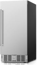 Feelfunn 15 Inch Under Counter Beverage Refrigerator - 126 Cans Beverage Fridge with Stainless Steel Door for Beer Wine Soda - Built-in or Freestanding Wine Cooler for Home Kitchen Bar