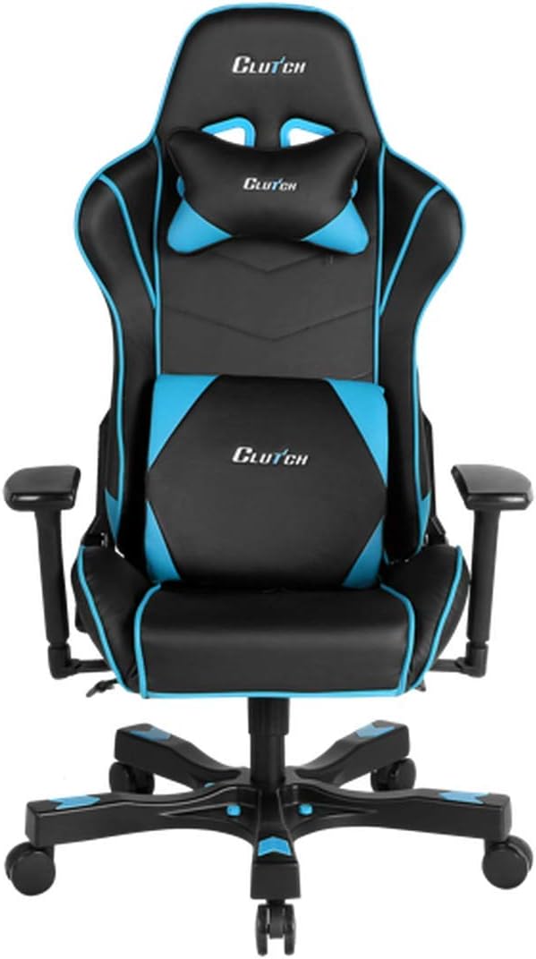 Clutch Chairz - Ergonomic Gaming Chair, Video Game Chairs, Office Chair, High Chair and Lumbar Pillow for Computer Desk – Colour: Black/Blue - Crank Series.