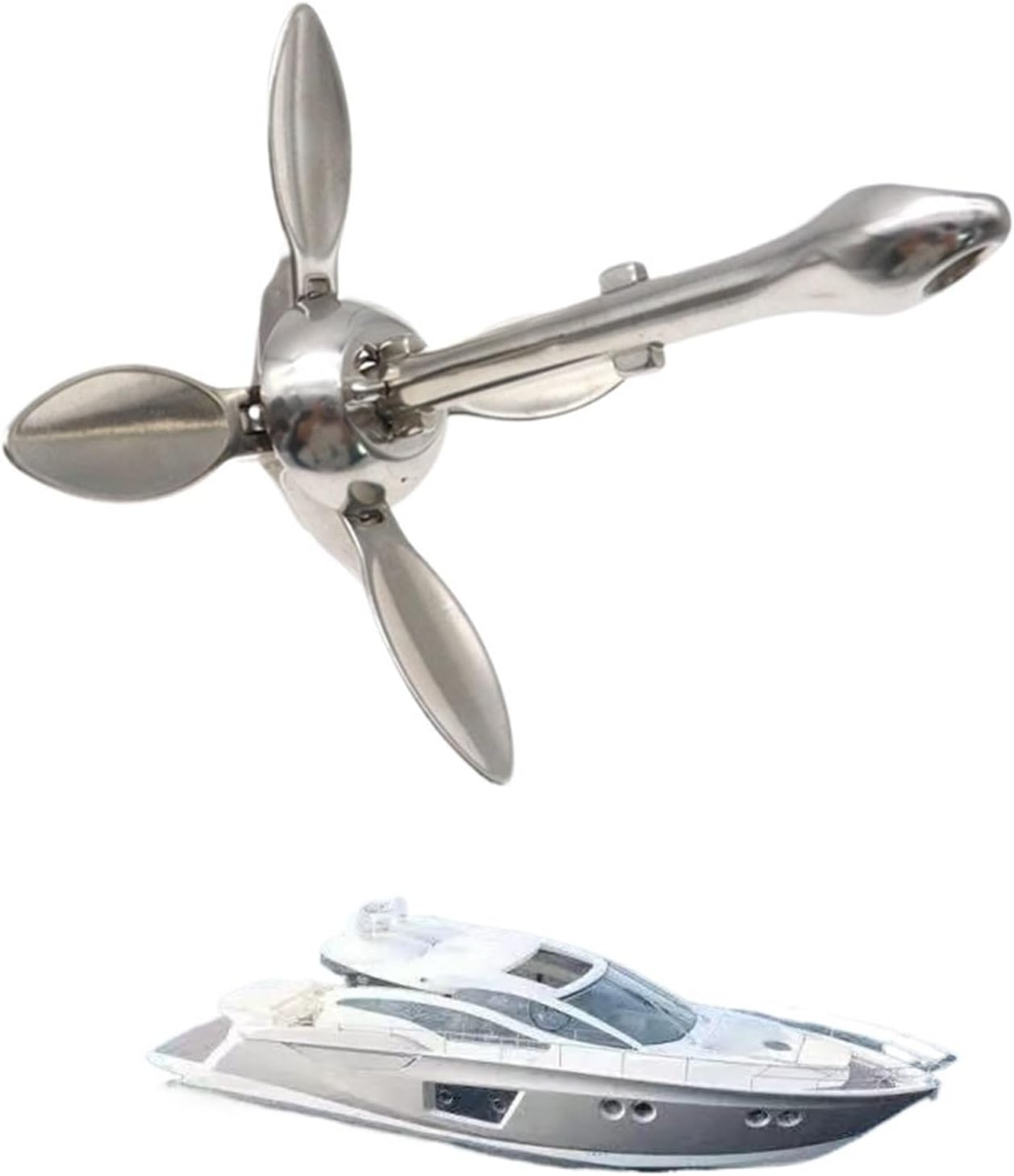 Folding Anchor, 3.2KG Inflatable Boat Stainless Steel Iron Metal Anchor,for Small Boats Canoe Paddle Boards