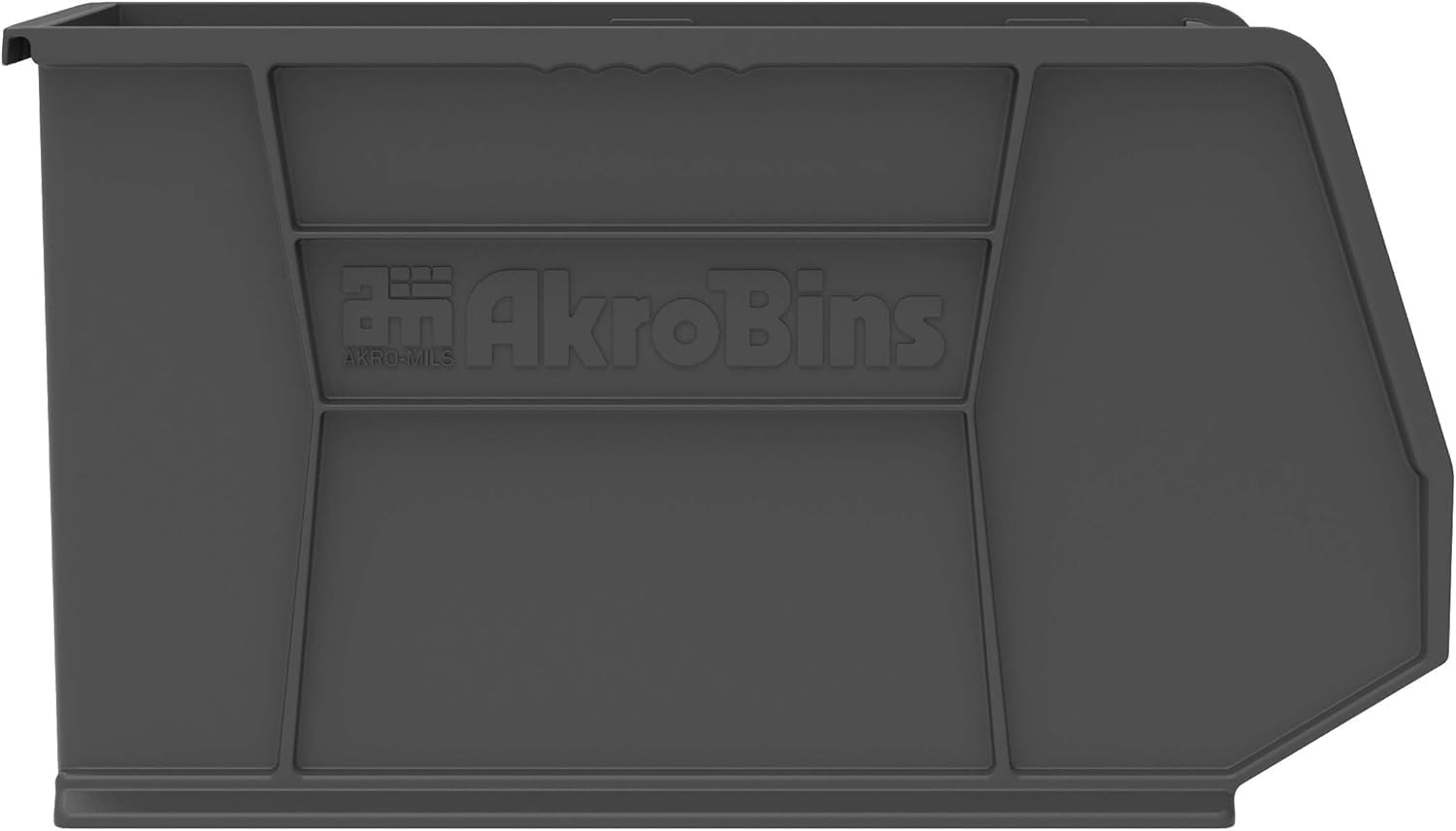 Akro-Mils 30260 AkroBins Plastic Storage Bins, Space-Saving Stackable Bins for Garage, Pantry, Craft Organization, 18' x 11' x 10', Black, 6-Pack