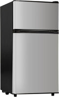 Manastin 3.55 Cu.Ft Mini Fridge with Freezer - 2 Doors for Office, Kitchen, Dorm and Bedroom, Mini Refrigerator with Adjustable Shelves (Silver)