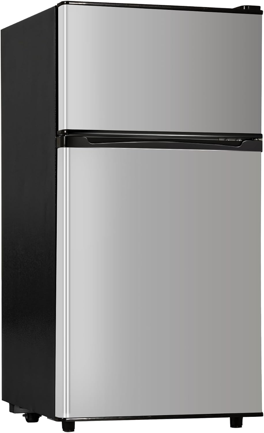 Manastin 3.55 Cu.Ft Mini Fridge with Freezer - 2 Doors for Office, Kitchen, Dorm and Bedroom, Mini Refrigerator with Adjustable Shelves (Silver)