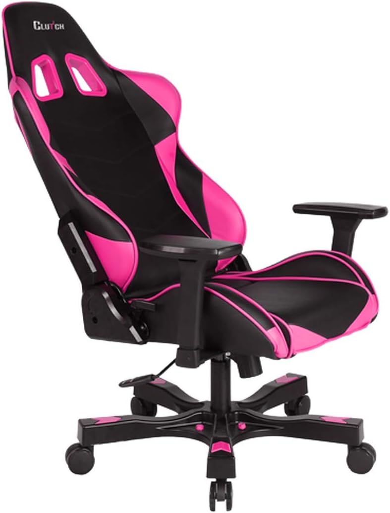 Clutch Chairz - Ergonomic Gaming Chair, Video Game Chairs, Office Chair, High Chair and Lumbar Pillow for Computer Desk - Crank Series – (Black/Pink).