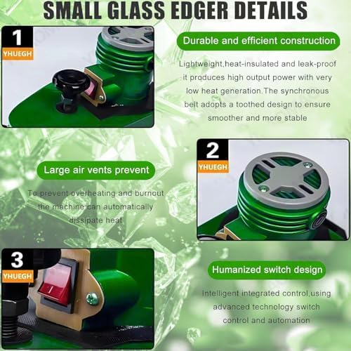 Glass Edging Machine, 800W Electric Portable Glass Edger for Straight & Round Bevel Edge with 8 Diamond Wheels & 2 Polishing Wheels