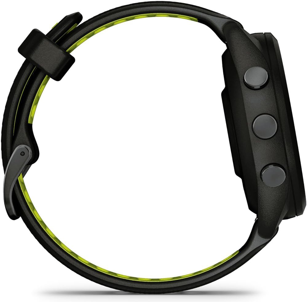 Garmin 010-02810-03 Forerunner 265S GPS Smartwatch, Black/Amp Yellow Bundle with Workout Cooling Sport Towel + Deco Essentials Wearable Commuter Front & Rear Safety Light