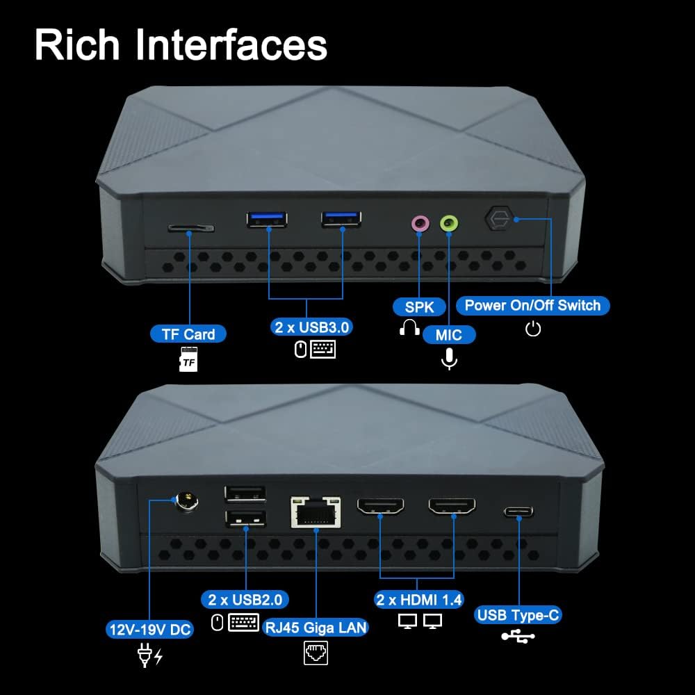 Desktop Mini PC Intel Celeron-J4125 4-Core 4-T Processor 8GB DDR4 512GB SSD Light Gaming Small Computer Pre-Installed Windows 11 Pro 4K HD 24h/7d Fanless Grade