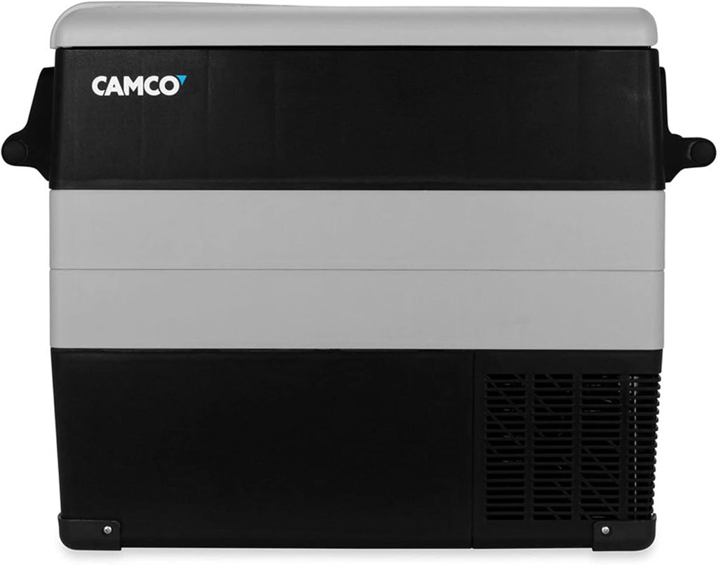 Camco 51518 CAM-550 Portable Refrigerator, AC 110V/DC 12V Compact Fridge/Freezer, 55-Liter - Keeps Food and Drinks Cold While On-The-Go - Ideal for Road Trips, RVing, Camping, Boating and Tailgating , Black