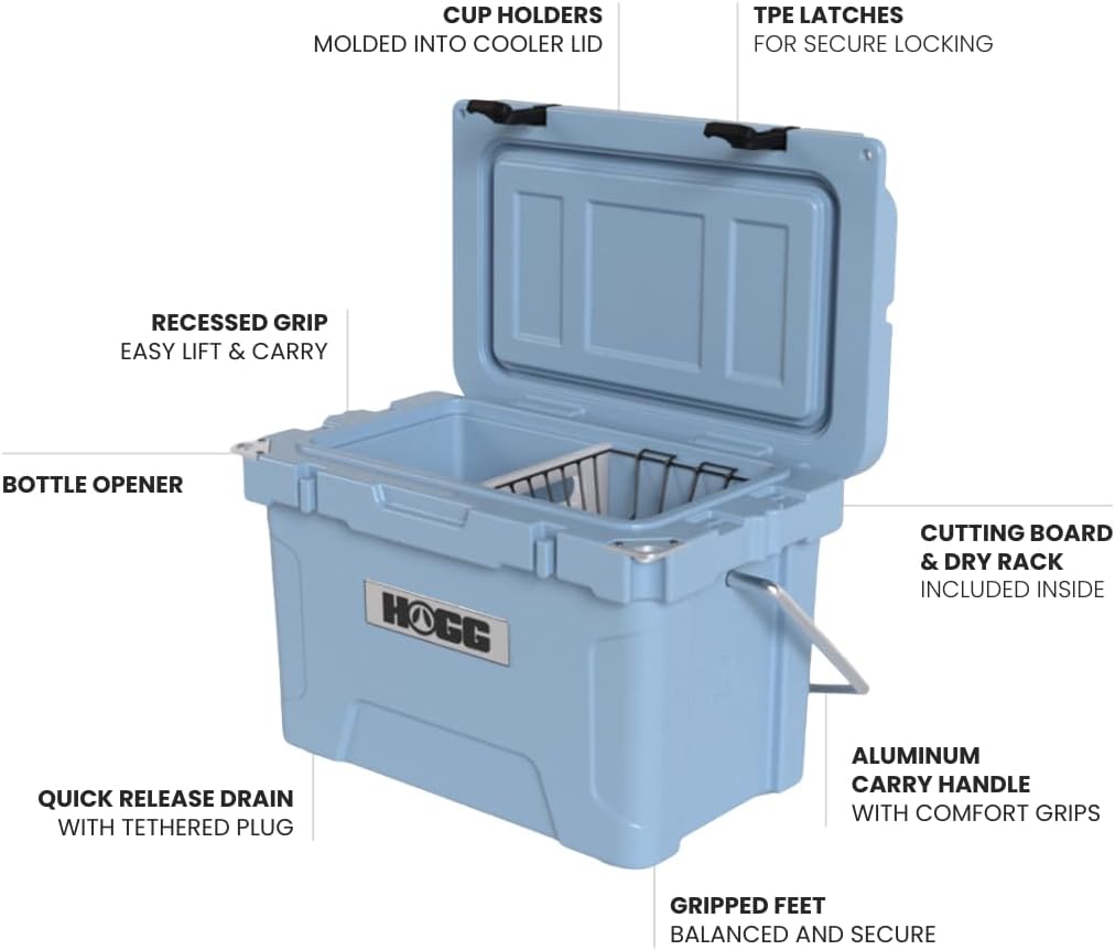 Ice Cooler with Wheels and Handle, Wheeled Cooler, Insulated Ice Chest with Wheels and Handle for Fishing and Camping with Dry Storage, Bottle Openers, and Cupholders
