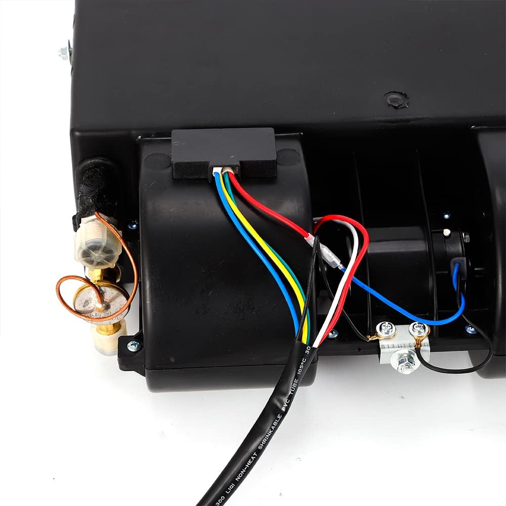 LOYALHEARTDY A/C Air Conditioning Evaporator Assembly Unit & Heater Kit, 600CFM 3 Speed AC 12V Under-Dash Evaporator Electrical Thermostat for Car Truck, Heat & Cool 4 port 12V (BEU-404-000)