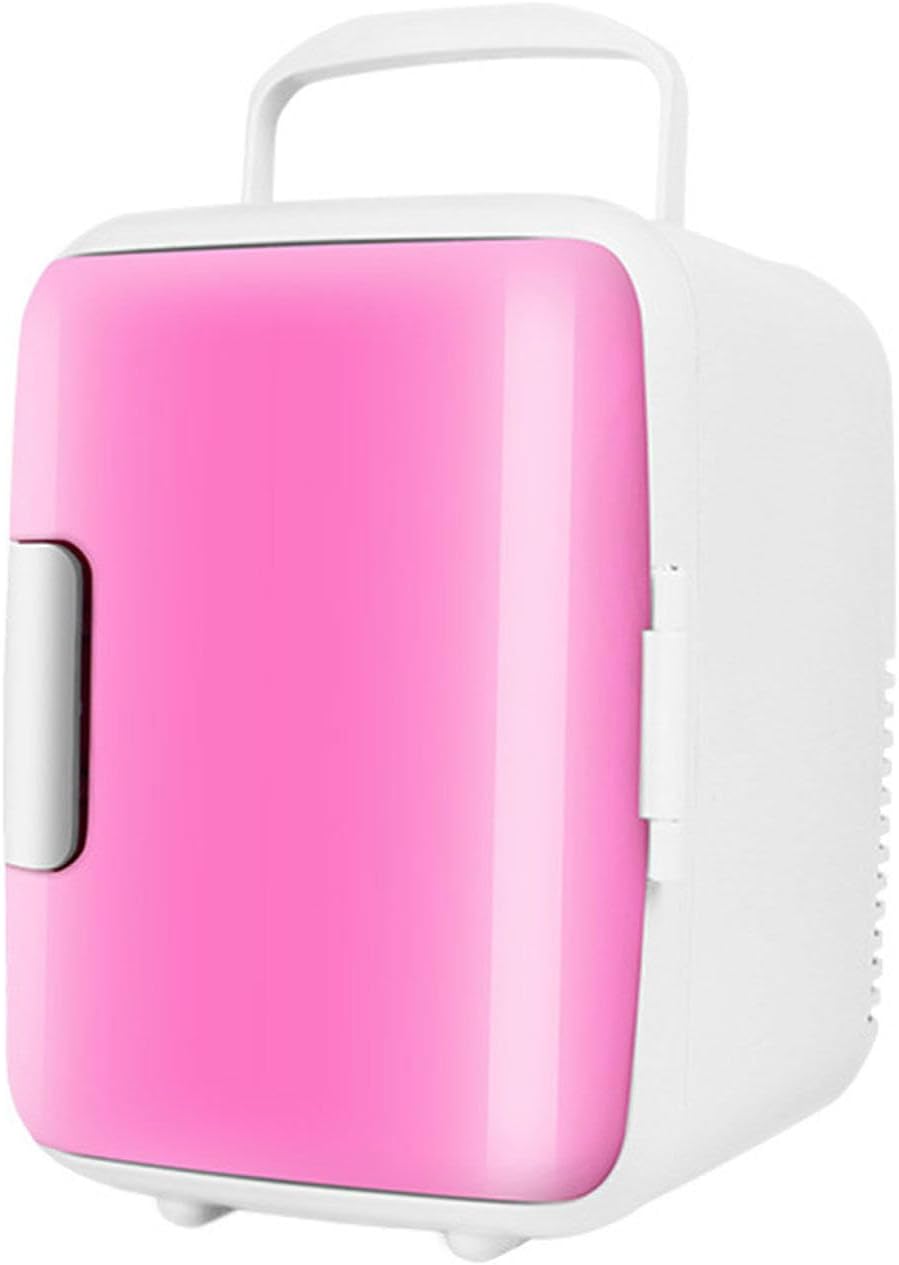 Car Cooling and Heating Box, 4L Mini Car Refrigerator for Home, Car Portable Car Fridge 12V/220V Electric Coolers for Food, Drinks, Skincare, Beauty, Makeup, Camping,Pink