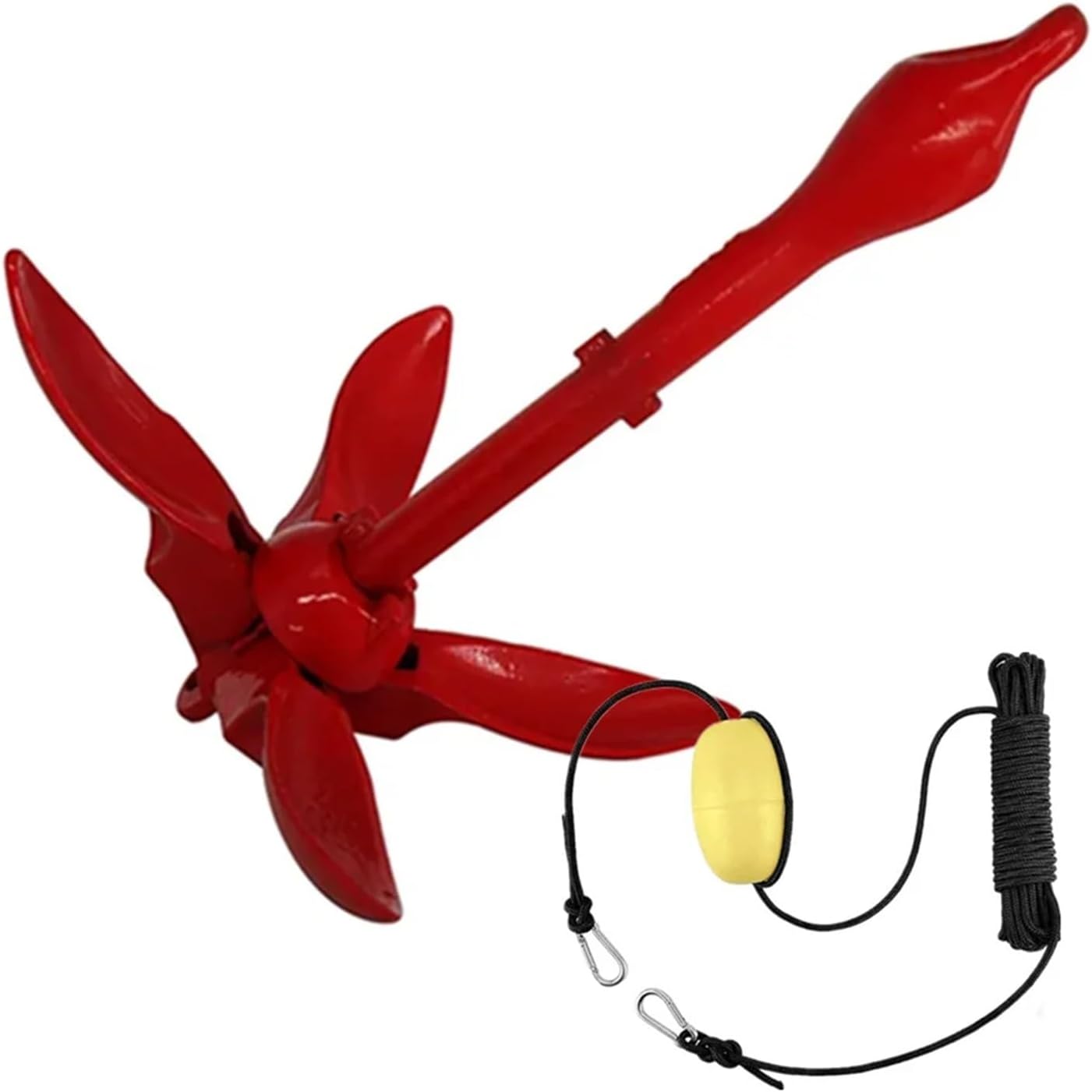 Folding Anchor, Marine Red Folding Anchor, Painted Iron, Rubber Boat, Fishing,for Small Boats Canoe Paddle Boards