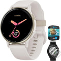 Garmin 010-02862-11 Vivoactive 5 Fitness Smartwatch, Ivory Bundle with Deco Essentials 2-Pack Screen Protector and 2 YR CPS Enhanced Protection Pack