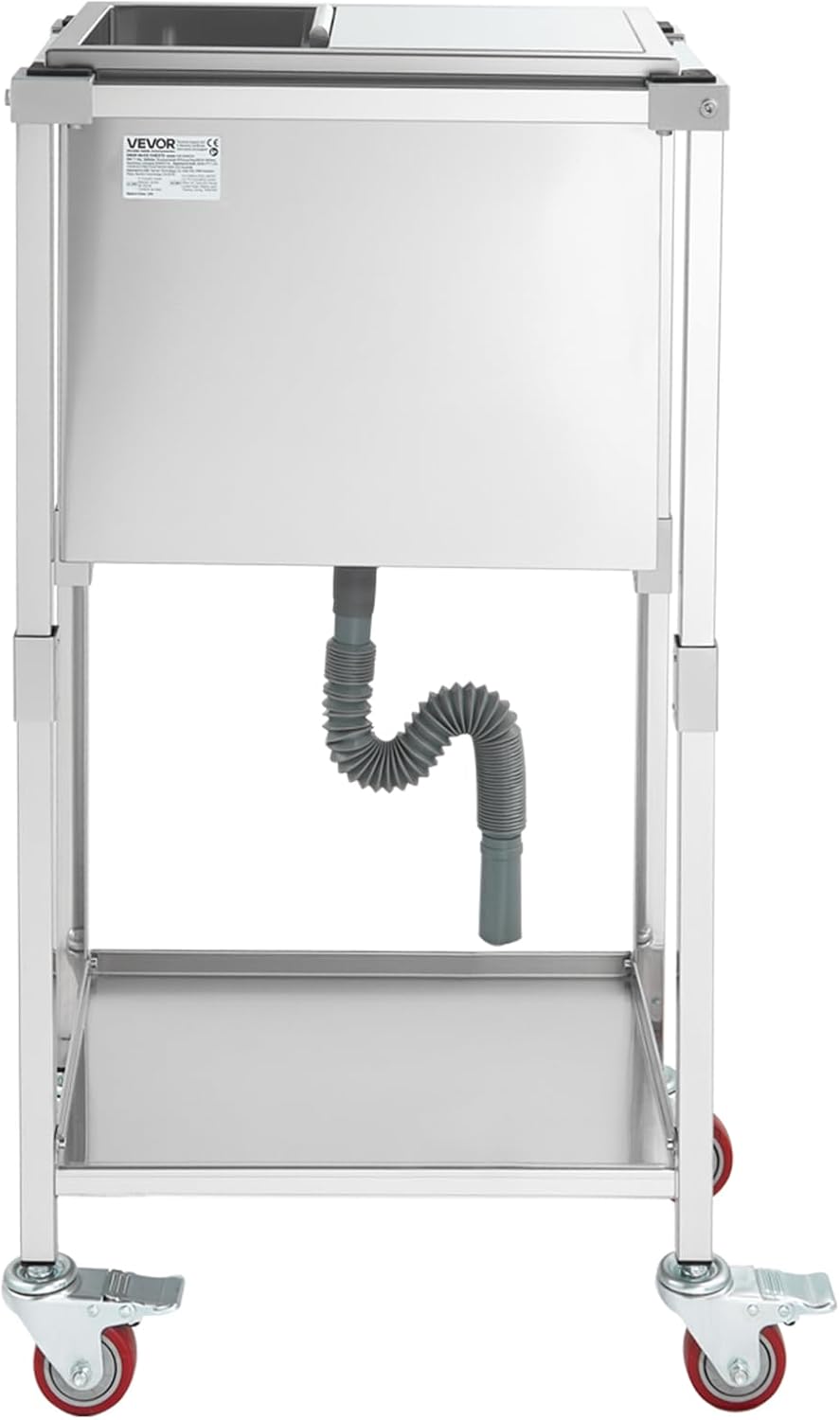 VEVOR Commercial Ice Bin, Underbar Ice Bin, Stainless Steel Ice Chest with Sliding Lid, Bottle Holders, Adjustable Bullet Feet, Cooler Cart Cocktail Unit for Bar Restaurant Pub