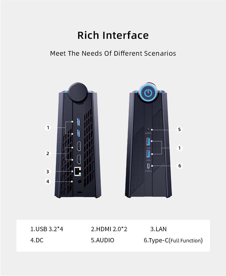 MegaPC Mini Gaming Desktop Intel i7-12700H | DDR4 NVMe SSD | 3-Mode Performance Switch, 4K Triple Display, WiFi 6, Bluetooth 5.2 by Phantom Series (512, GB, 32, GB)
