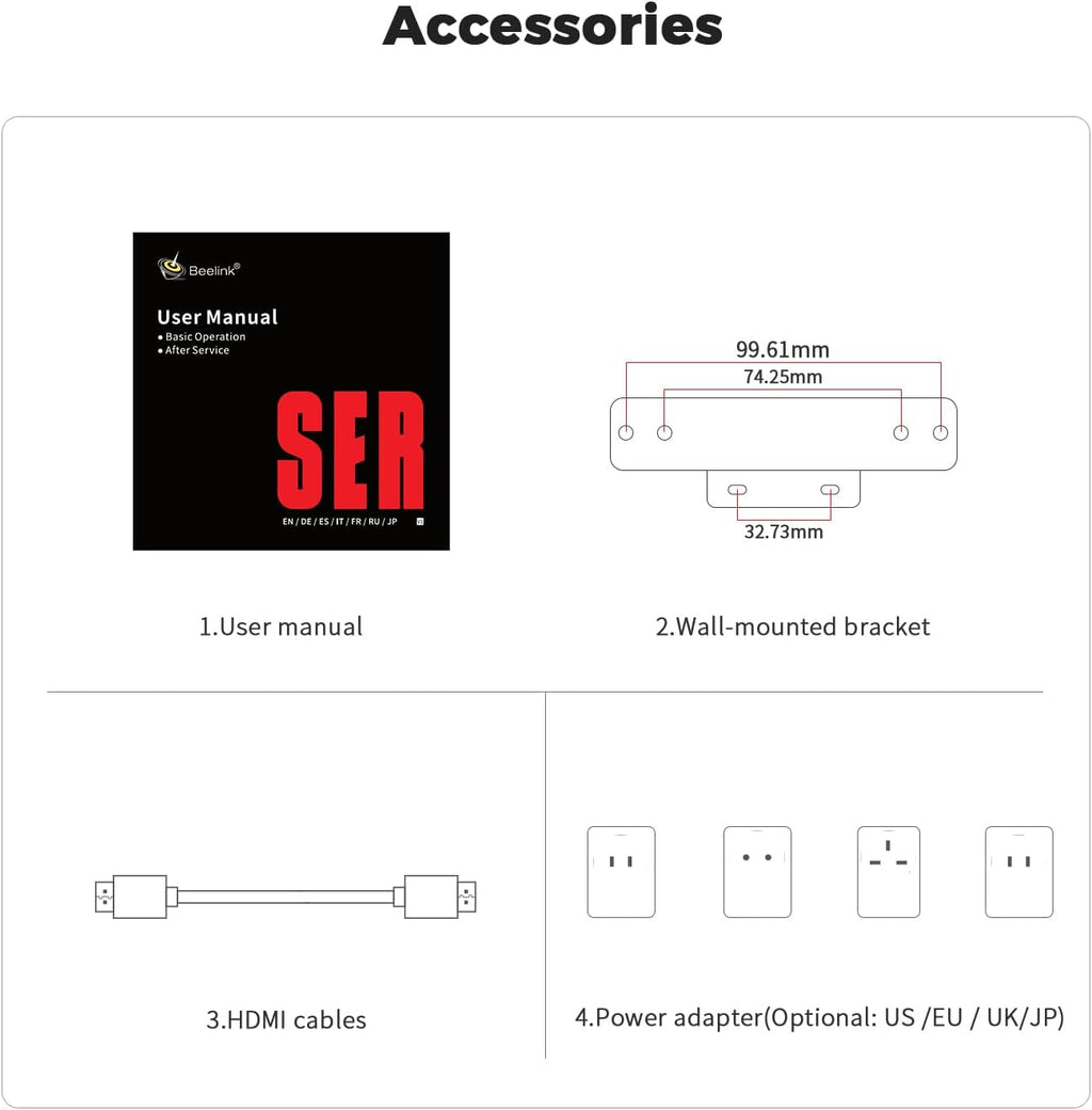 Beelink Mini PC SER5 5500U AMD Ryzen 5 Processor(6C/12T, up to 4.0GHz), Micro PC 16GB DDR4 500GB NVMe SSD, Mini Computer Dual HDMI/4K 60Hz/WiFi6/BT5.2/Home/Office/HTPC/2.5Gbps Ethernet