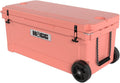 Ice Cooler with Wheels and Handle, Wheeled Cooler, Insulated Ice Chest with Wheels and Handle for Fishing and Camping with Dry Storage, Bottle Openers, and Cupholders