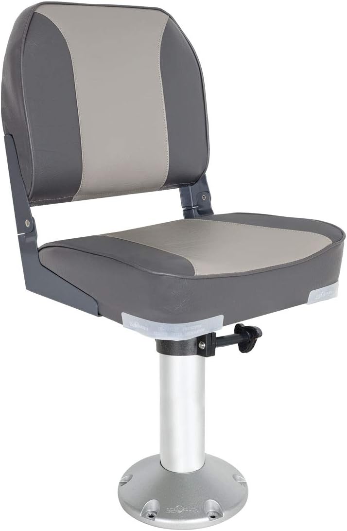 Oceansouth FOLDING BOAT SEAT WITH FIXED 13' SEAT PEDESTAL CHARCOAL/GRAY fishing folding chair accessories kayak boat seats seat covers back pack canoe paddle board waterproof cushions boating swivel