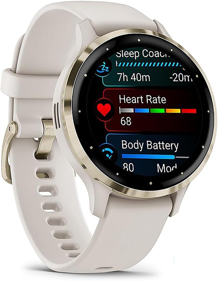 Garmin Venu 3S Fitness GPS Smartwatch Gold Bezel w/Ivory Case (41mm) - Refurbished 010-N2785-04 Bundle with 2 YR CPS Enhanced Protection Pack