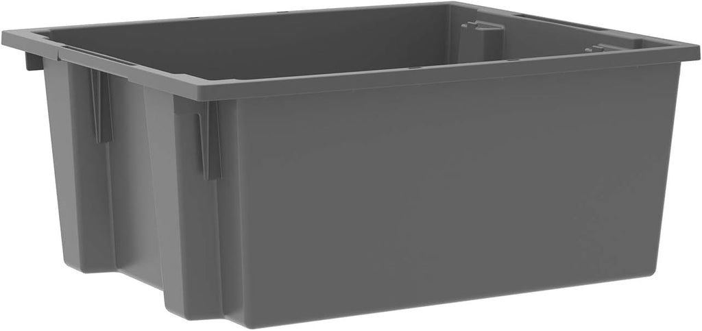 Akro-Mils 35225 Nest and Stack Plastic Storage Bins, Heavy Duty Industrial Strength Totes for Storage, Transportation and Material Handling Boxes, 23-1/2' L x 19' W x 10' H, Gray, 3-Pack