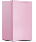 Upstreman 3.2 Cu.Ft Mini Fridge with Freezer, Single Door Compact Refrigerator, Adjustable Thermostat, Small Refrigerator for Dorm, Bedroom, Office, Pink-BR321