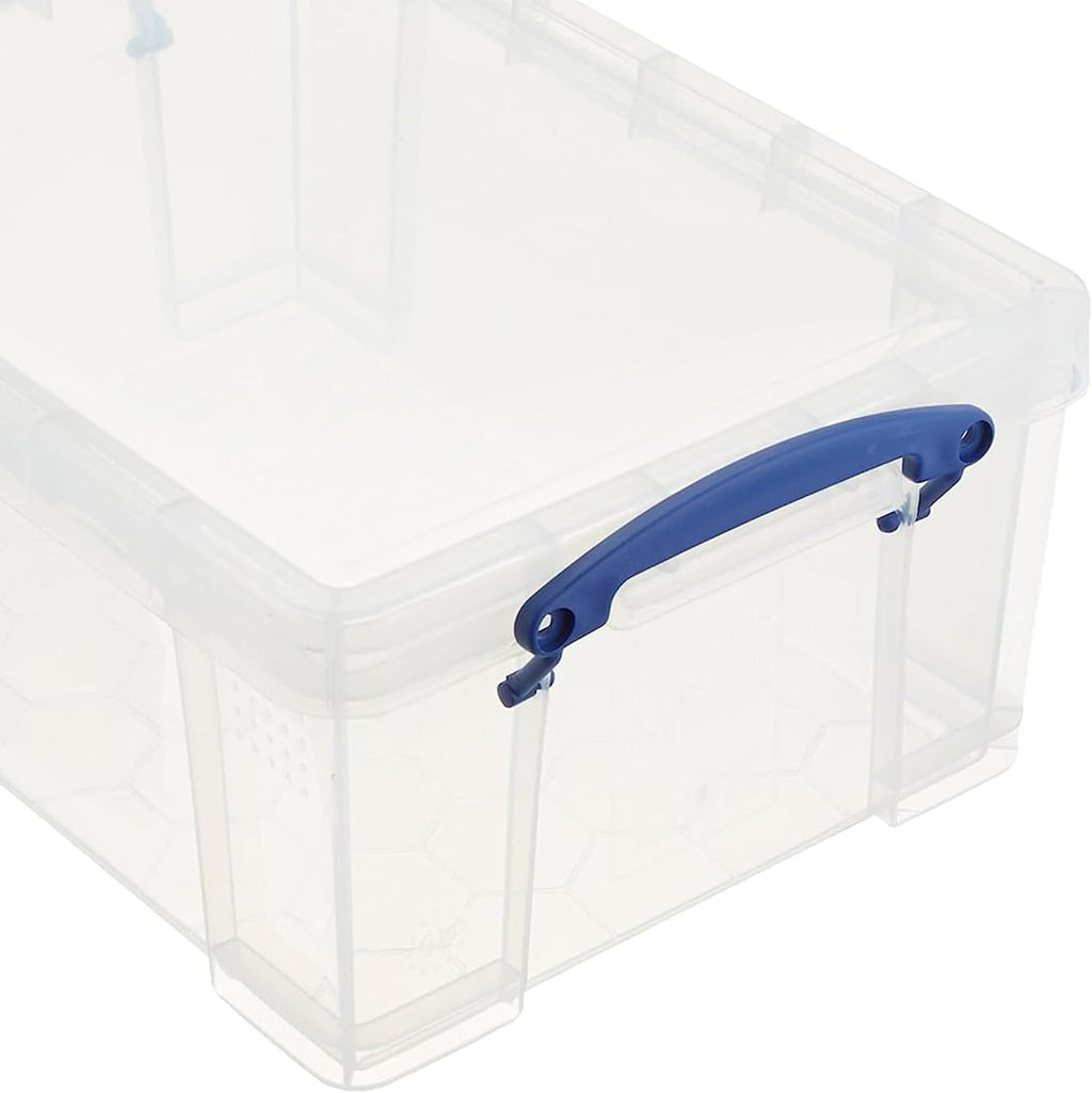 Really Useful Box Stackable 9 Liter Plastic Storage Container Bin with Snap Lid & Built-in Clip Lock Handles for Home & Office Organization (10 Pack)