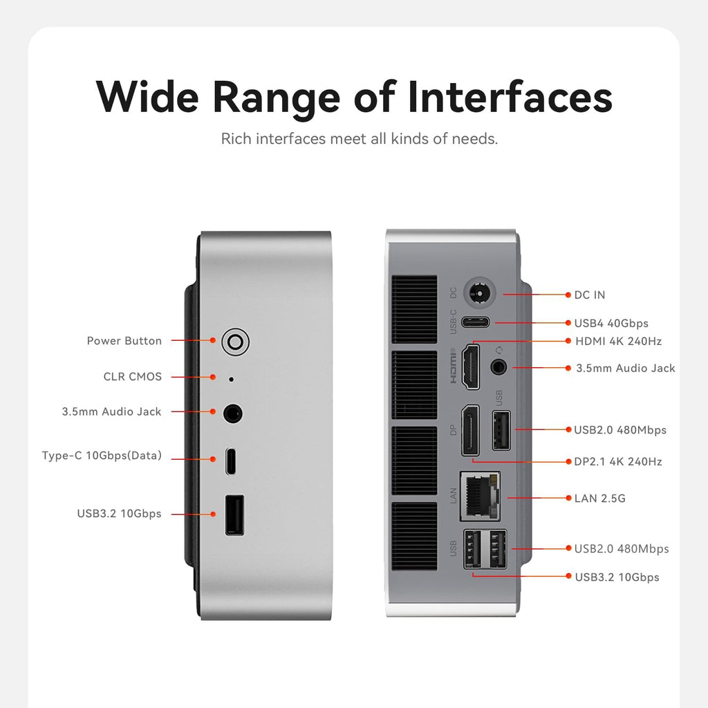 Beelink SER9 Mini PC, AMD Ryzen R7 H 255 (8C/16T, Up to 4.9GHz) Mini Desktop Computer 32GB LPDDR5X RAM 1TB M.2 PCle 4.0 SSD, USB4.0/ Triple Display/ WiFi6/ BT5.2/2.5G LAN Mini Computer