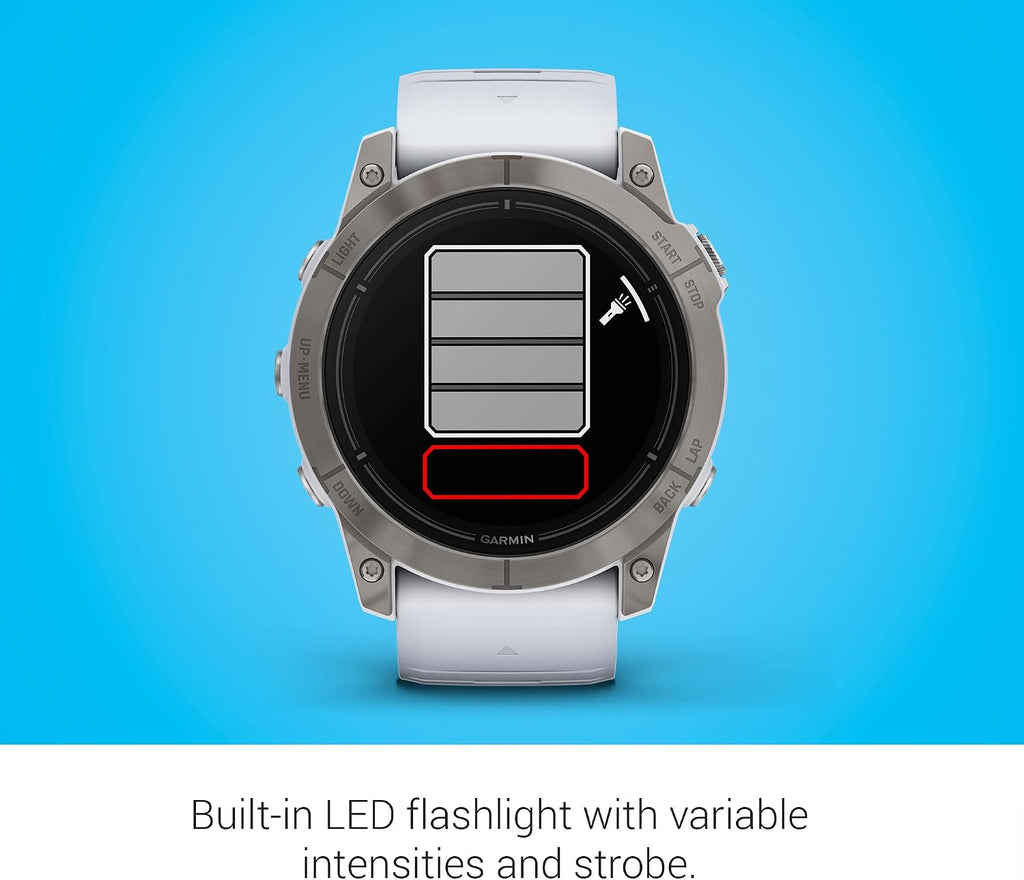 Garmin epix Gen 2 Pro Sapphire Edition, 51mm, Titanium/Whitestone | AMOLED Display, High Performance Smartwatch, Advanced Training Technology, Built-in Flashlight with Signature Charging Bundle