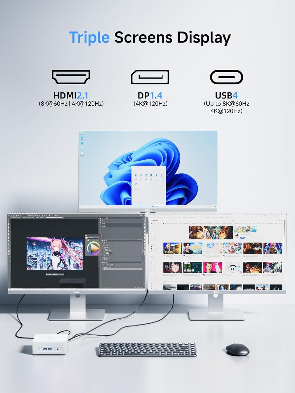 MINISFORUM UM880 Plus Mini PC Barebone AMD Ryzen 7 8845HS(8C/16T, Up to 5.1GHz), Micro PC Without RAM/SSD/OS, HDMI/DP/USB4 Video Output, OCuLink, 2.5G LAN, 780M Graphics (Renewed)