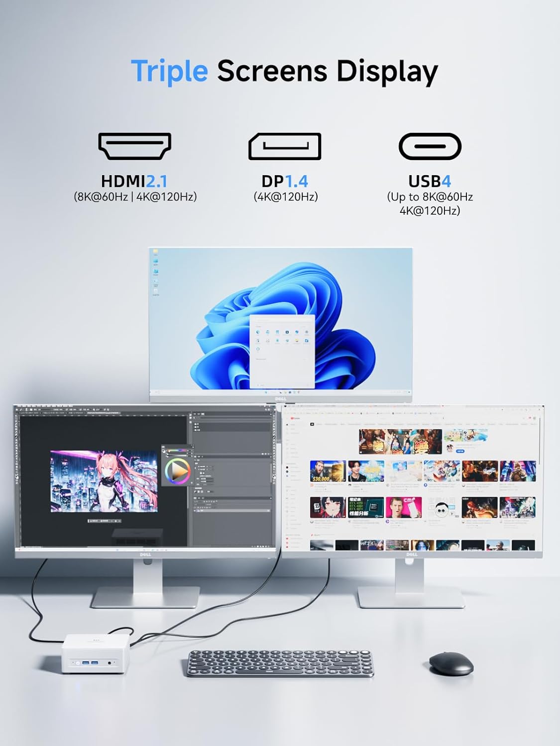 MINISFORUM UM880 Plus Mini PC Barebone AMD Ryzen 7 8845HS(8C/16T, Up to 5.1GHz), Micro PC Without RAM/SSD/OS, HDMI/DP/USB4 Video Output, OCuLink, 2.5G LAN, 780M Graphics (Renewed)