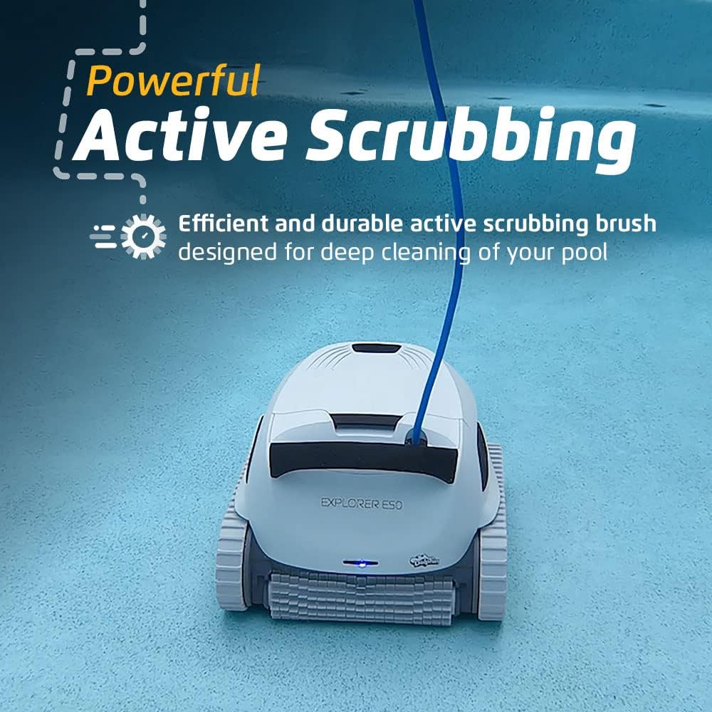 Dolphin Explorer E50 Wi-Fi Automatic Robotic Pool Vacuum Cleaner Includes Caddy and Classic Cover for Storage and Protection, Ideal for Inground Pool Up to 50 FT in Length