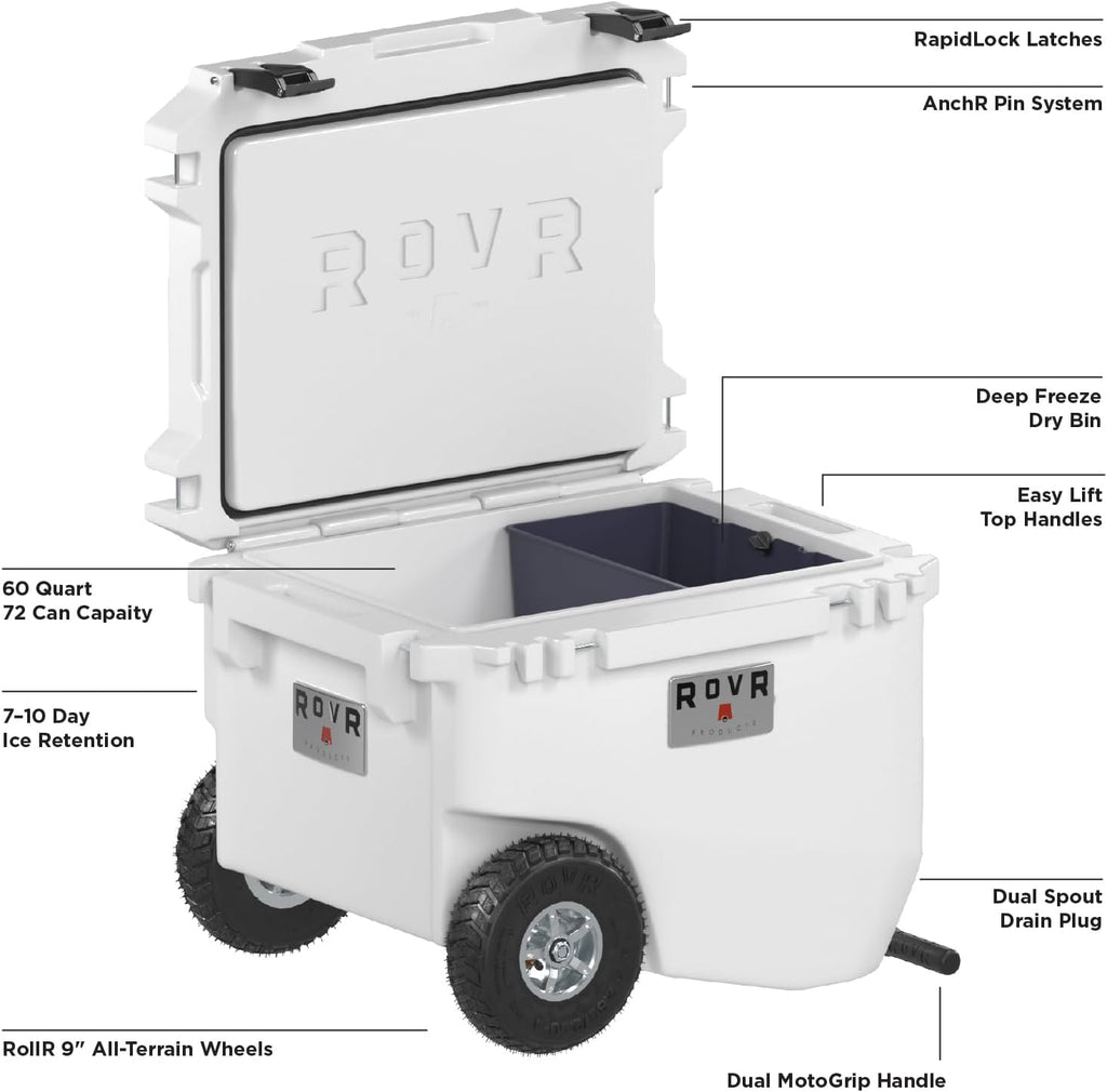 RovR Hard Cooler – Heavy Duty Insulated Cooler Box for Camping, Beach, Travel, Tailgating, Fishing, and Parties – Rugged Portable Cooler for Long Ice Retention