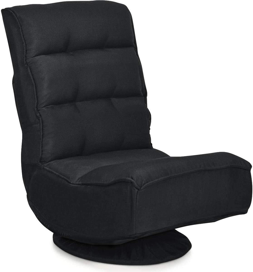 FANTASK 360 Degree Swivel Floor Chair, Folding Floor Sofa w/ 5 Adjustable Positions & Backrest, Lazy Lounge Chair for Relaxing Reading Gaming TV Watching (Black)