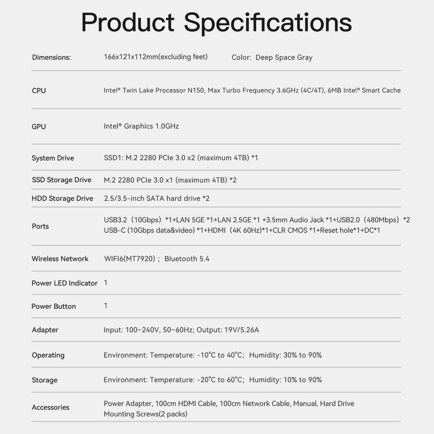 Beelink ME Pro Mini PC, 2-Bay NAS Intel N150, Mini Computer 16GB LPDDR5 1TB SSD, 3*M.2 PCIe3.0 SSD Slots + 2*HDD Bays(MAX 72TB), 5G + 2.5G Dual LAN, Desktop PC Supports WiFi6/BT5.4/4K Media Library