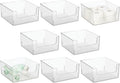mDesign Modern Wide Plastic Open Front Dip Storage Organizer Bin Basket for Bathroom Organization - Vanity Shelf, Cubby, Cabinet, and Closet Organizing Decor - Ligne Collection - 8 Pack - Clear