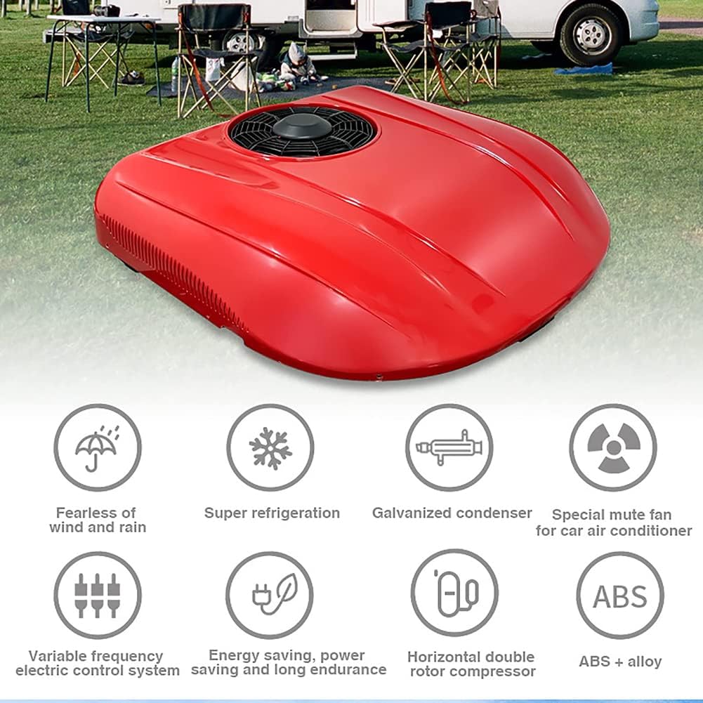 RV Air Conditioner Electric Rv Rooftop Air Conditioner 12V/24V Dc Parking Air Conditioning Cooling Only, 8 Hour Running Rv Air Conditioner for Motorhome Camper Van Caravans Bus Boat 12V