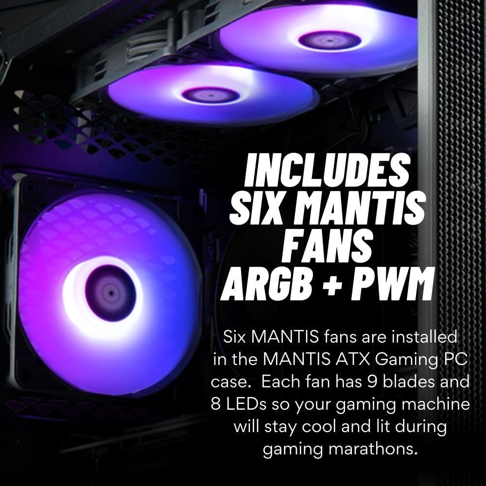 Mantis V2 - RTX 5090, 16-Core Ryzen 9 9950X3D, 64GB DDR5 RAM, 2TB NVMe Gen4 SSD, Gaming Desktop PC w/Windows 11 Pro, 3-Year Warranty, RGB Gamer Keyboard+Mouse, Internal Wi-Fi 7, RJ45, 3X DP & HDMI
