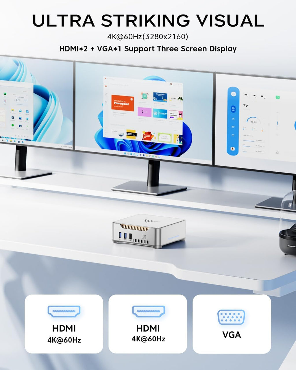 KAMRUI GK3PLUS Mini PC 16GB RAM 512GB SSD, 12th Gen Alder Lake-N95 (up to 3.4GHz) Mini Desktop Computer, Support Triple 4K Display, USB-C, WiFi, Bluetooth, Ethernet, for Business, Education, Home