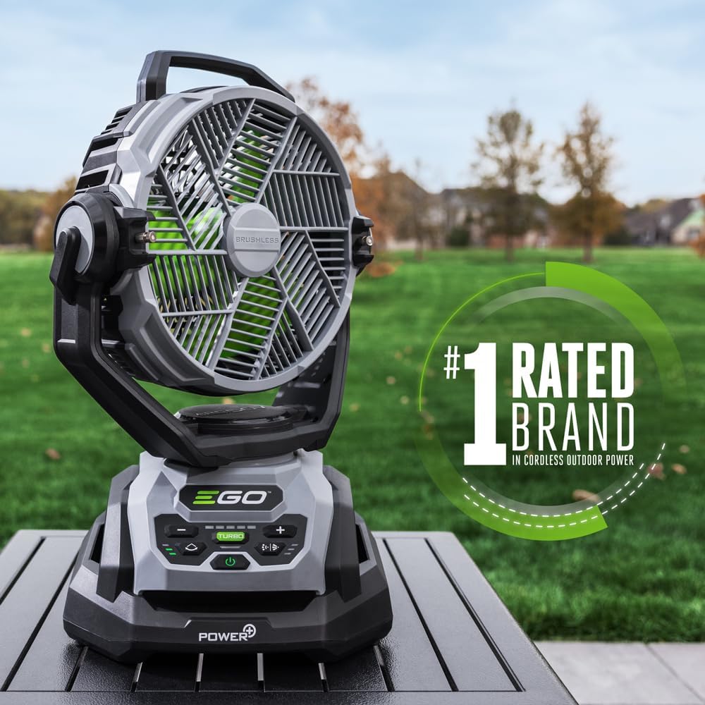 EGO Power+ FN1000 10-Inch 1700CFM 20MPH Oscillating Misting Fan with 6 Speed Modes, 3 Oscillation Modes, 3 Misting Modes, Battery and Charger Not Included, Black