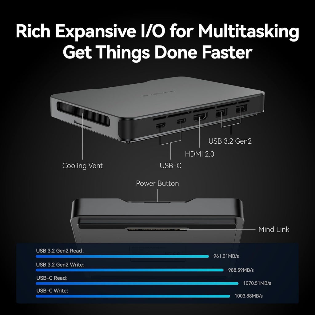 Khadas Mind 1 Mini PC, Intel Core i7-1360P 5.0GHz Micro Desktop Computer with 5.55Wh Standby Battery, 32GB LPDDR5, 1TB PCIe 4.0 SSD, BT5.3, WiFi 6E, Portable Computer for Business Home Office