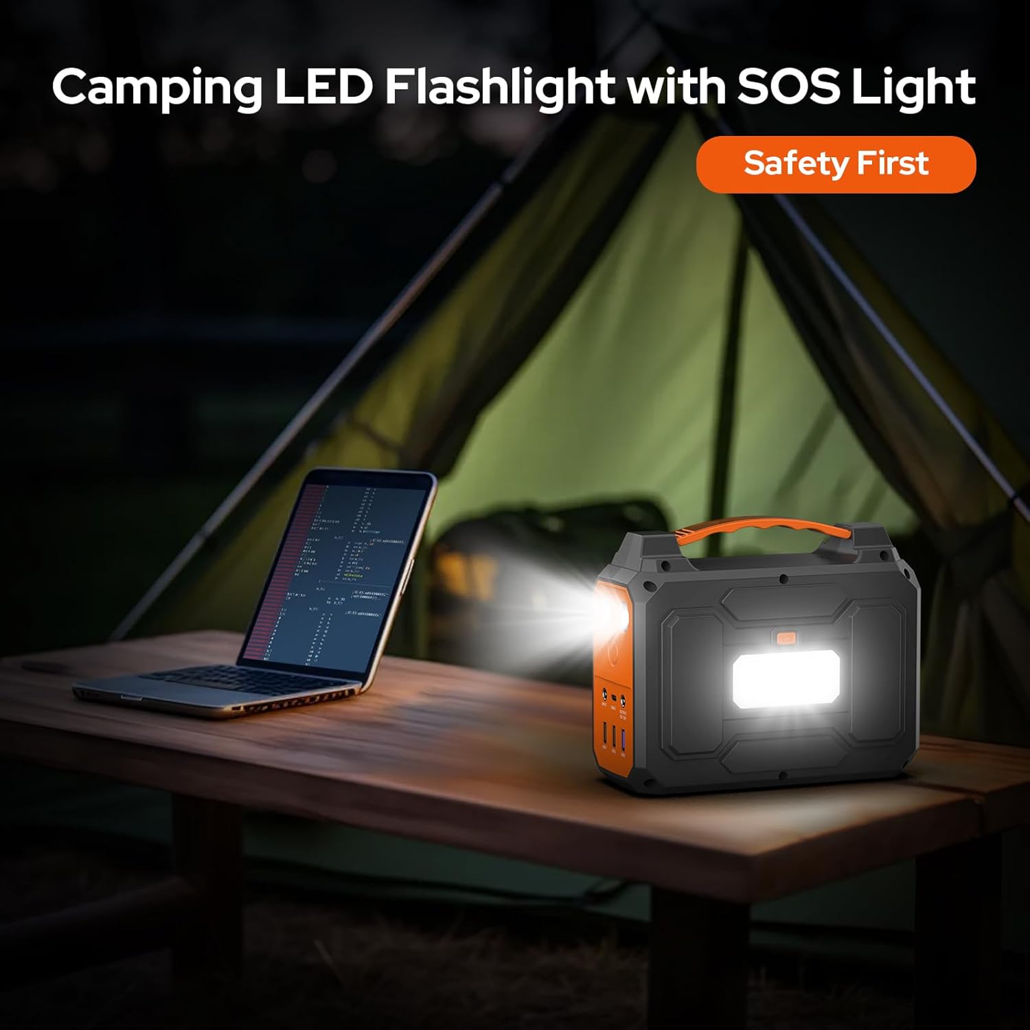 Portable Solar Power Station with AC Outlet, 100W 110V Solar Power Bank Generator with Foldable Panel 40W and 5w LED Bulb for Laptop Smart Device Home RV Outdoor Camping Adventure Emergency
