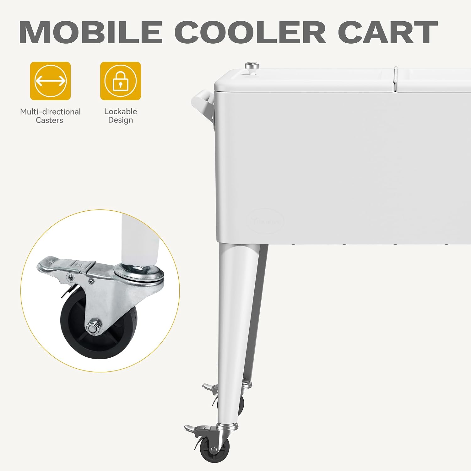 DWVO Ice Chest with Wheels,80 Quart Rolling Cooler with Bottle Opener Drainage, Patio Cooler Cart, Rolling Ice Chest with Handle for Patio Pool Deck Party BBQ Cookouts