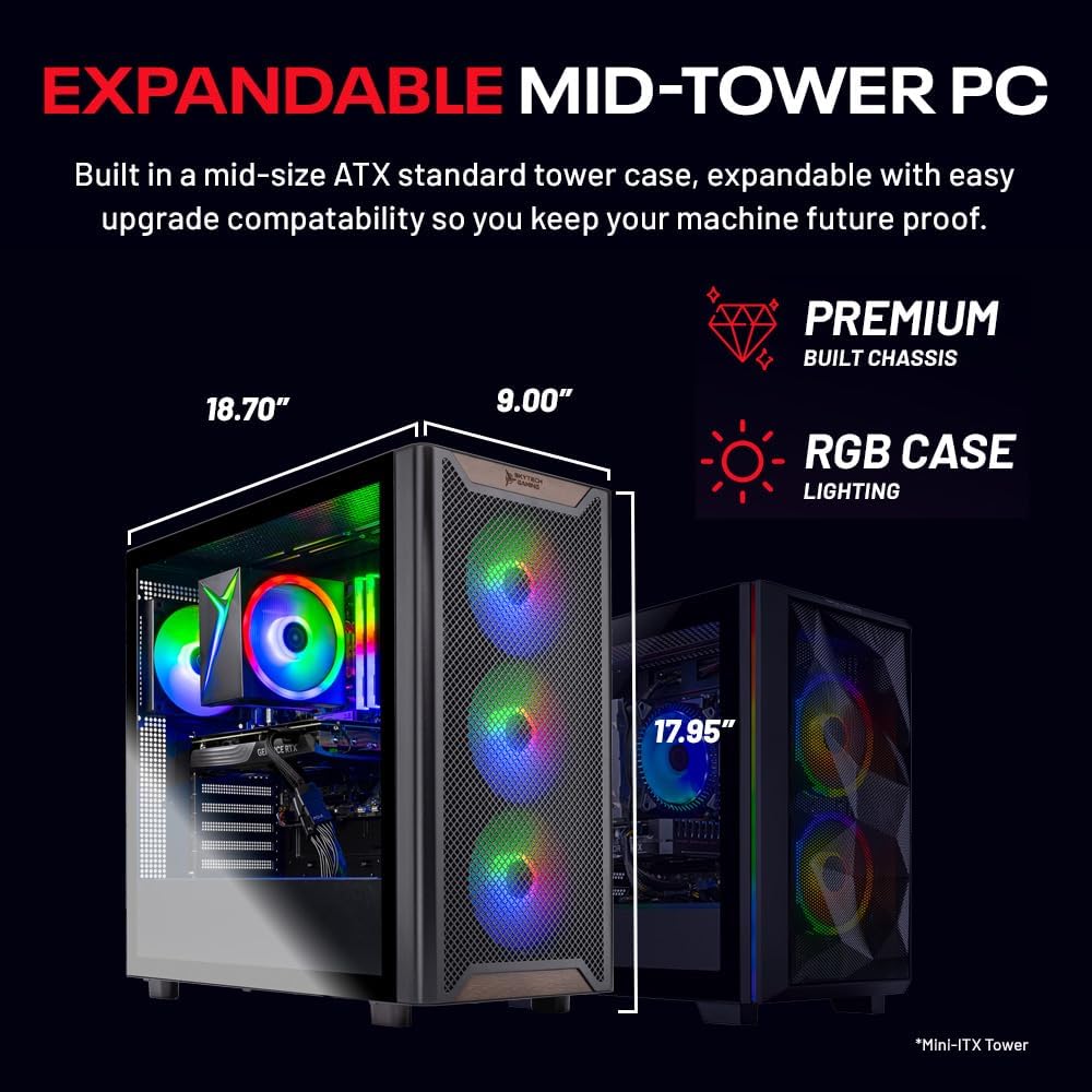 Skytech Gaming Chronos 3 Desktop PC, Intel i5 14400F 2.5 GHz (4.7GHz), AMD RX 9060XT 8GB, 1TB NVMe SSD, 16GB DDR5 RAM 5200, 650W Gold PSU, Wi-Fi, Win 11