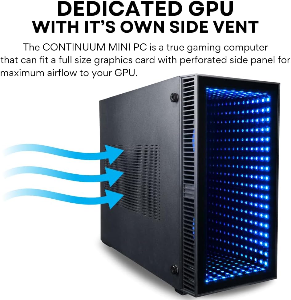 Continuum Mini Gaming Desktop - NVD GeForce RTX 5060 Ti 8GB, Intel 14-Core 14600KF (>i7-12700K) CPU, 32GB DDR5 RAM, 2TB Gen4 NVMe SSD, WiFi 6E, Windows 11 Pro - Tiny Liquid Cooled RGB Gamer Computer