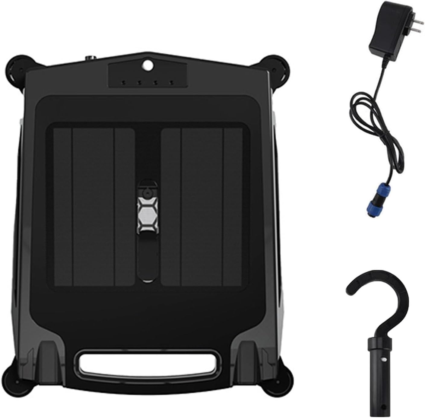 Cordless Automatic Pool Skimmer Cleaner - Solar&Home Adapter Charging,with Auto-Escape&Auto-Turn/24-Hour Continuous Cleaning/Smart Pool Skimmer Basket for All-Season Use (Black)