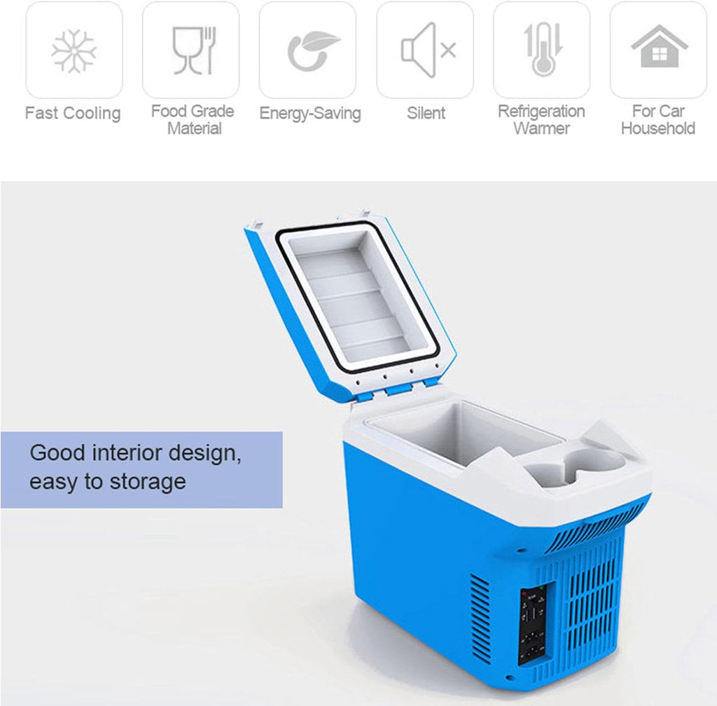 12V Personal Thermoelectric Portable Electric Cooler Warmer Fridge 8 Liter Capacity with 12V DC & 100-240V AC USB Mini Car Refrigerator for Beverage, Food, Home, Office and Car,Grey