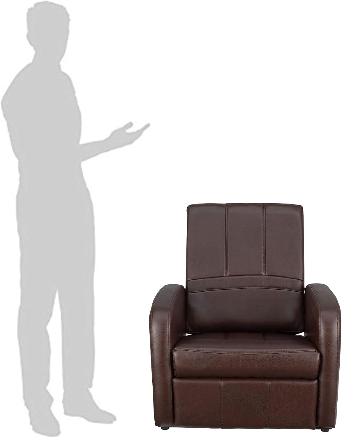RecPro Charles RV Gaming Chair Ottoman Conversion | Built-in Storage | RV Furniture | Great for Teens | Mahogany