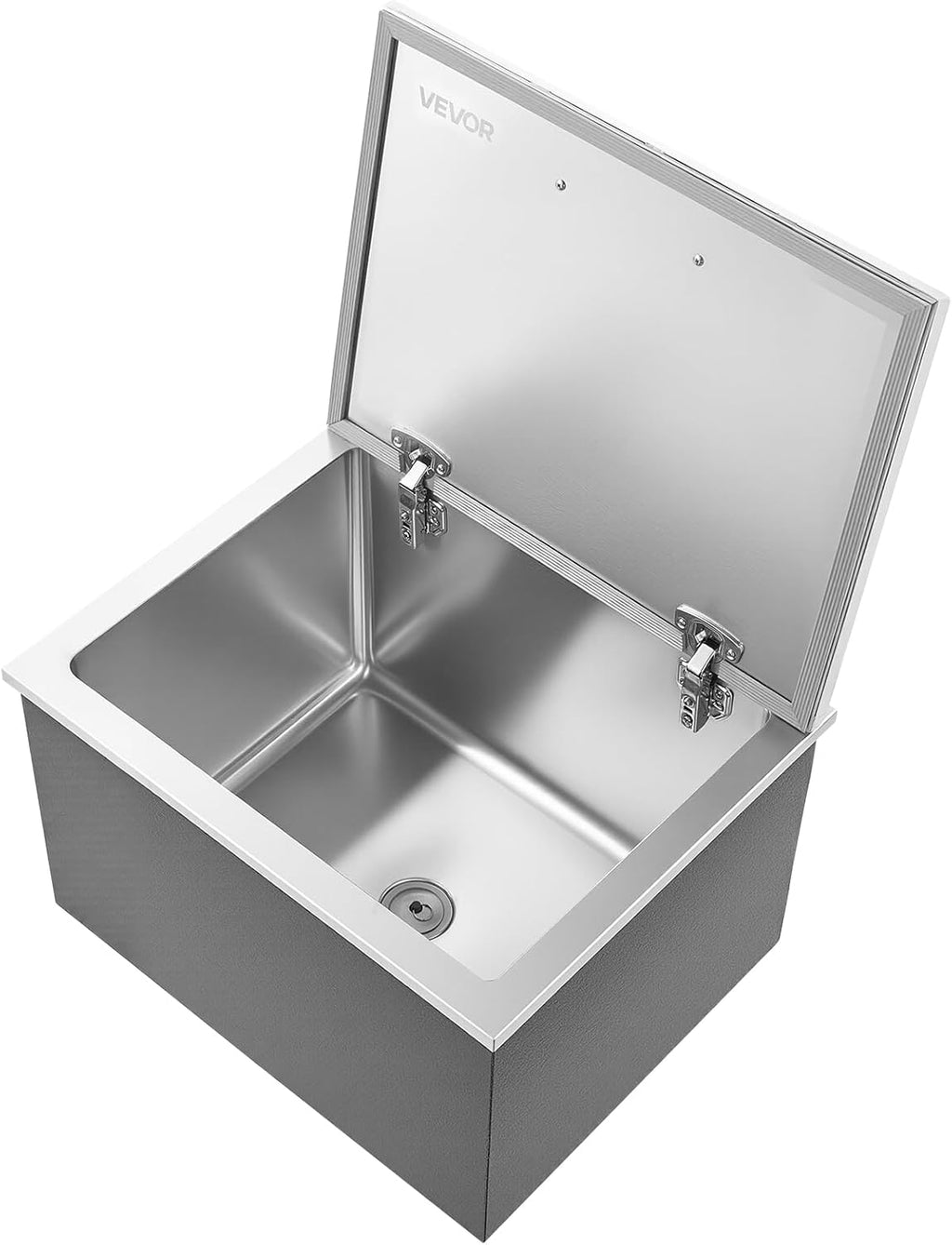 VEVOR Drop in Ice Chest, Stainless Steel Drop in Cooler, Commercial Ice Bin with Lid for Outdoor Kitchen Patio Bar, Drain-Pipe Set Included, Cooling Bins with Cover for Cold Wine Beer